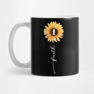 Faith Sunflower Gray Ribbon Brain Cancer Awareness Mug